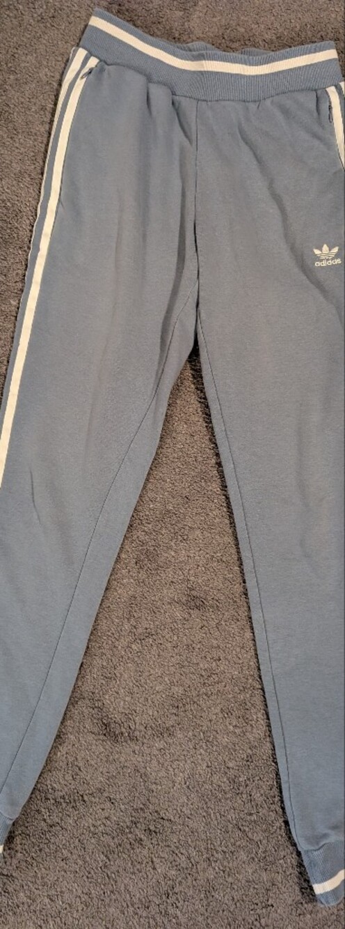 Women's Adidas Trefoil Light Blue Track Pants with White Side Stripes XS